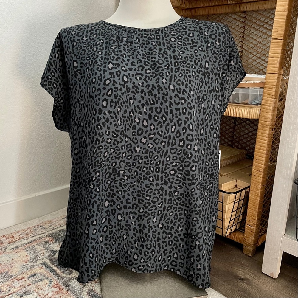 Dark Grey Leopard Work Blouse